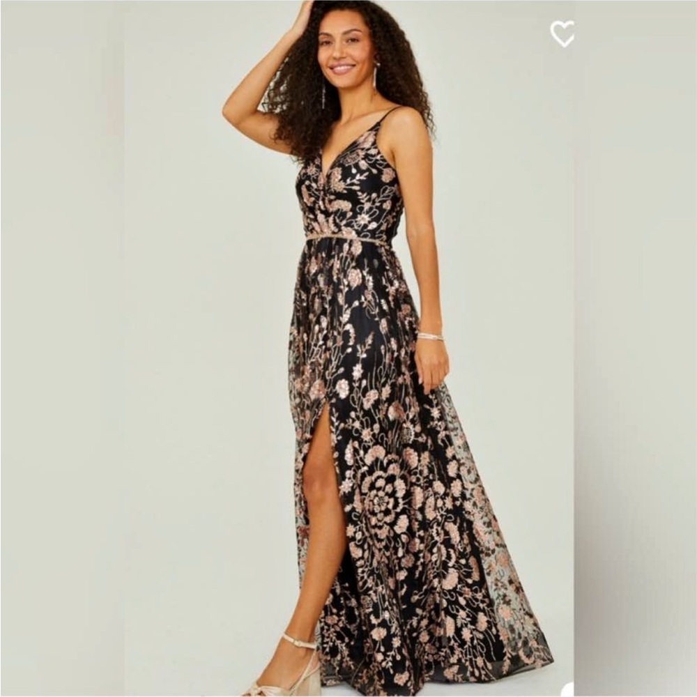 Altar'd State Black and Rose Gold Formal Dress